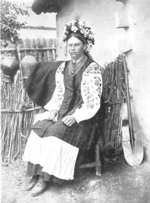 Peasant costume, Russia; 1900 old antique vintage print