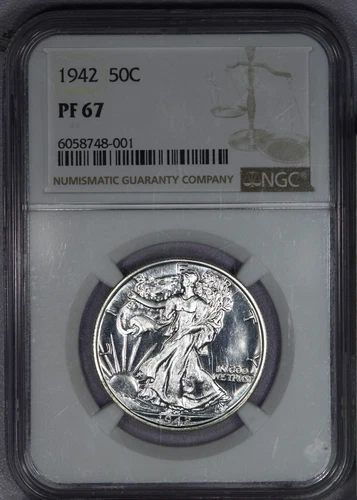 1942 Walking Liberty Half Dollar 50c NGC PF67 PR67