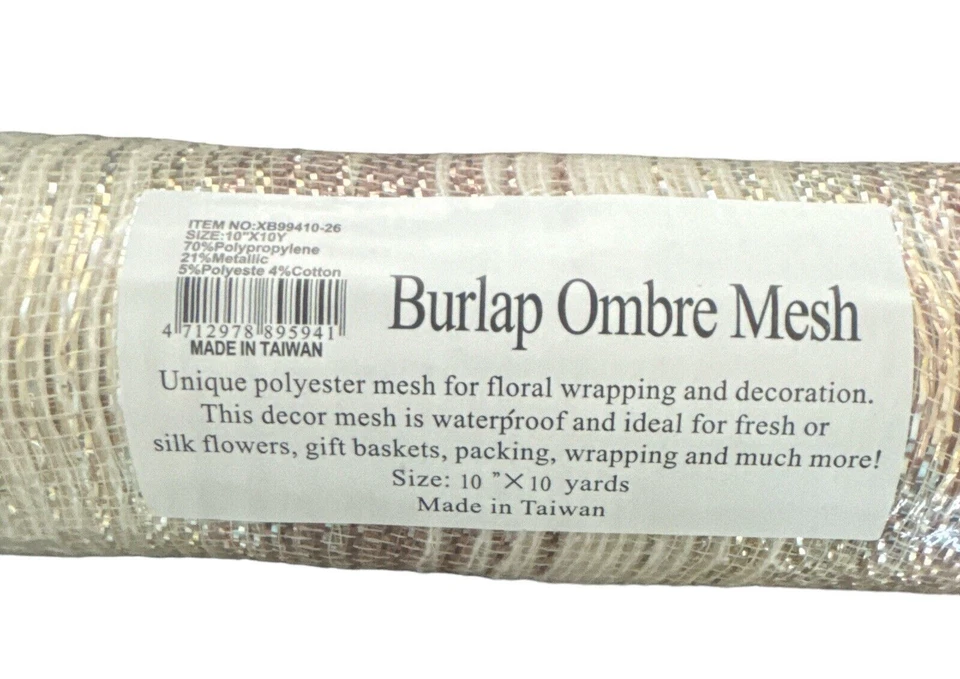 Burlap Deco 网眼棉和金属玫瑰金 Ombré 10 x 10 码 — 第 3/4 张图片