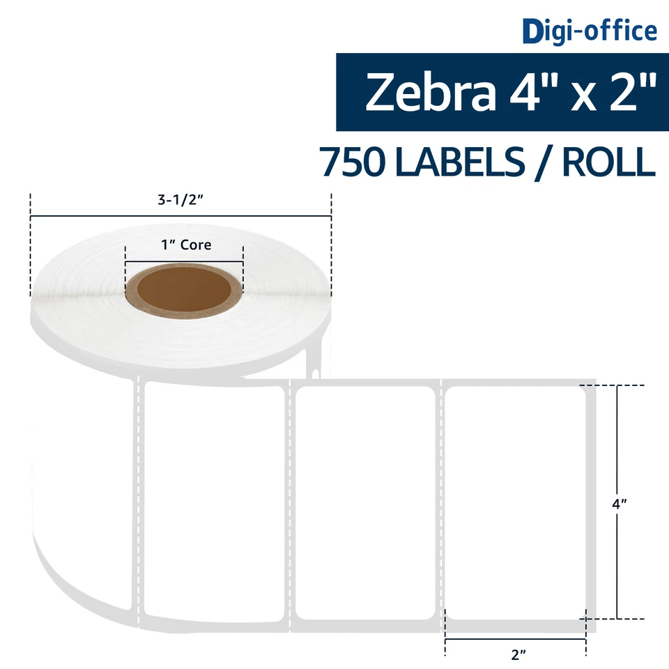 40 rollos 750 etiquetas 4x2 térmicas directas para Zebra LP 2824 2844 2442 Eltron ZP450 - Imagen 2 de 4