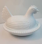 Vintage MCM Retro Indiana Milk Glass Hen on Nest Candy Dish Classic Perfect!