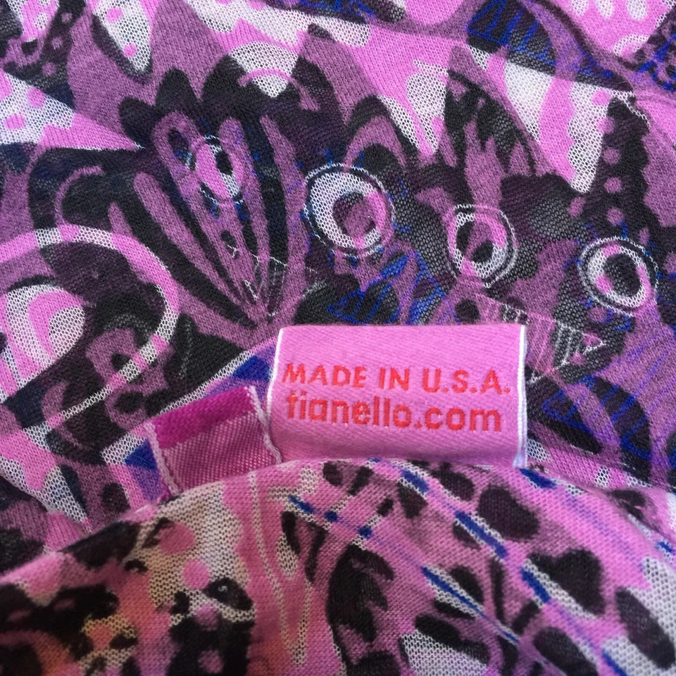 Túnica Tianello feminina manga 3/4 top grande leve bainha lenço geométrica roxa - Imagem 4 de 4