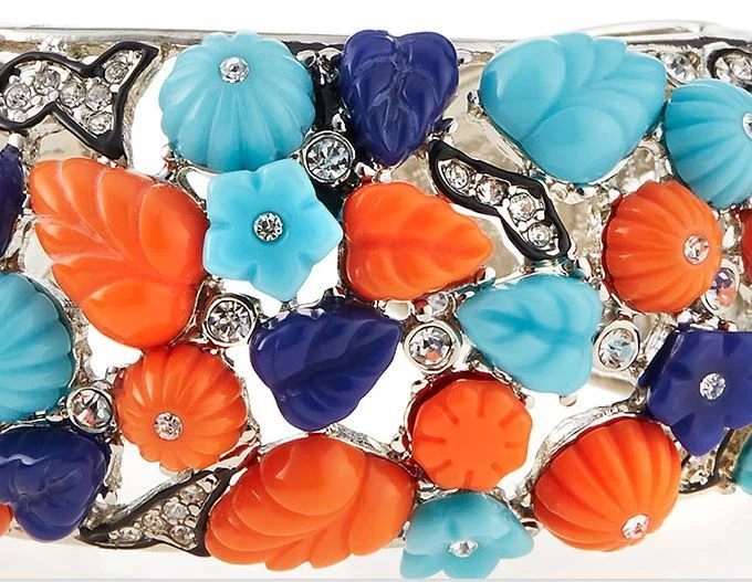 Kenneth Jay LANE KJL Brazalete Gripoix Vidrio Vertido Turquesa Coral Abierto gyu Foto 2 de 4