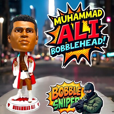 MUHAMMAD ALI Boxer Cassius Clay ''Entrance Robe'' Bighead Boxing Bobblehead