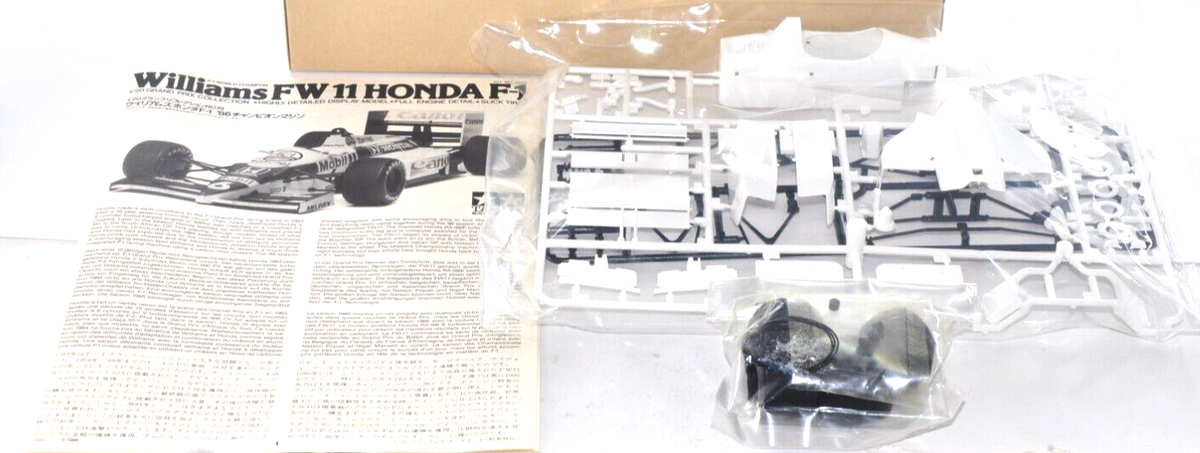 Vintage Tamiya Williams FW11 Honda F1 1986 1/20 Model Kit Grand