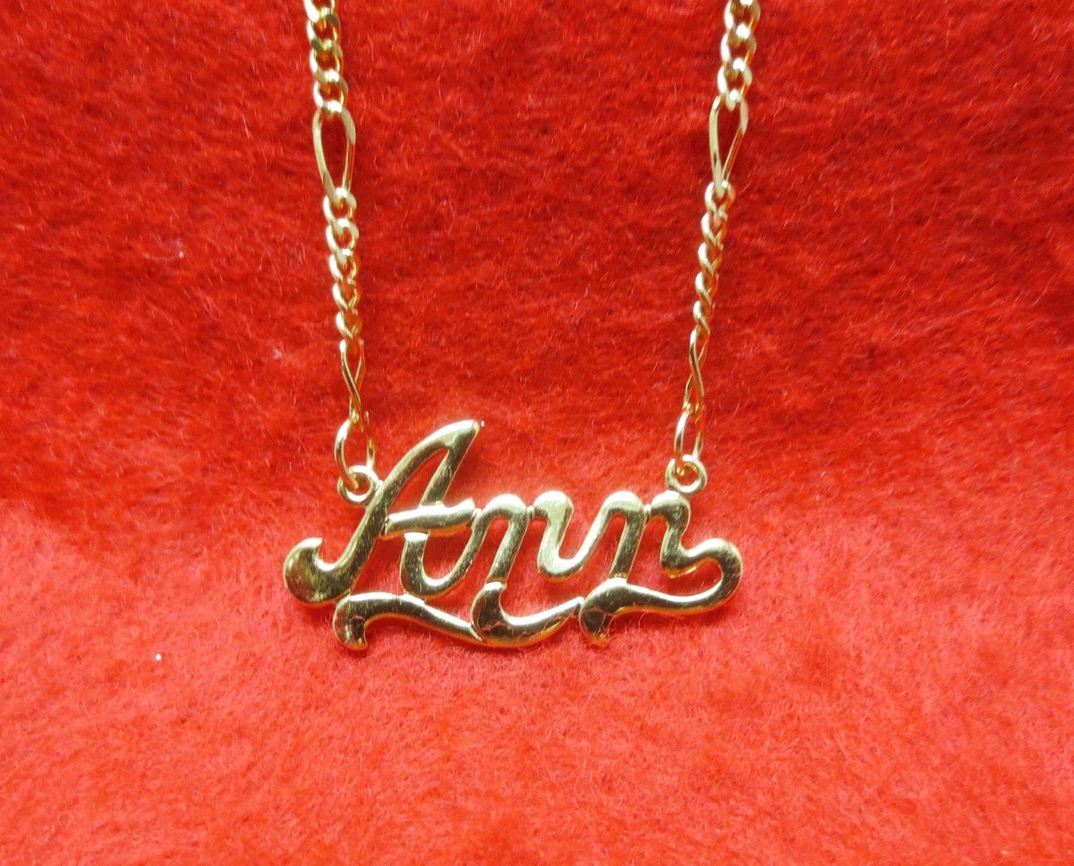 14KT GOLD EP 2MM FIGARO ANKLET OR NECKLACE WITH ANN NAME CHARM PENDANT