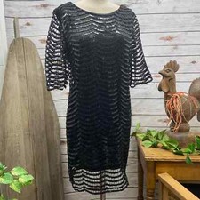 DEAR'GLES Little Black Sequin Crochet Mini Dress Size M Formal Cocktail Party