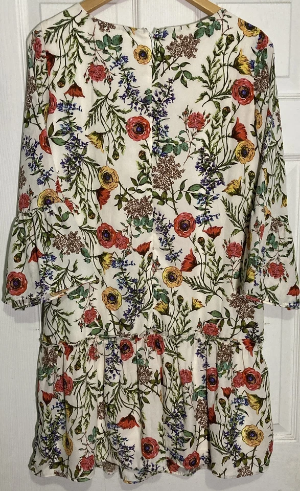 Платье Nicole Miller Размер 16 Студийное Цветочный Раструб Рукав Богемская Подкладка - Изображение 2 из 4