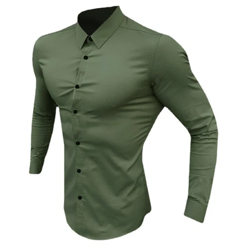 Men's Long Sleeve Super Slim Fit Plain Casual Shirt Business Dress Shirt Men - Bild 10 von 25