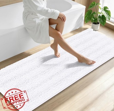 Smiry White 70x24 Chenille Bath Runner