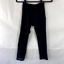 Kyodan Black Cropped Leggings Lace Mesh Panels Womens Size XS Mid-rise