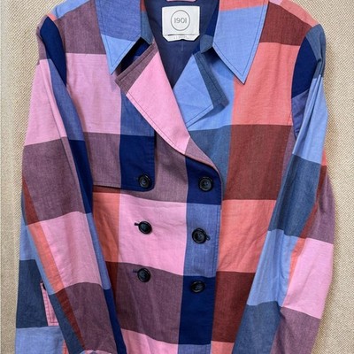 1901 Multicolor Checkered Pea Coat