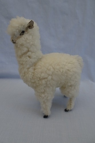 Real Alpaca Llama Fur 8" Figure Display Figurine Very Soft Stuffed Animal