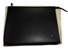 Louis Vuitton Pochette Voyage Cosmetic/Toiletry Bag MM Black Leather