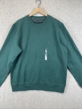 Tommy Hilfiger Sweatshirt XL Fleece Lined Hunter Green Logo Y2K Athleisure