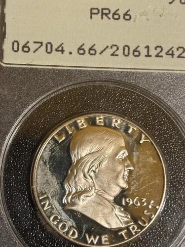 1963 Proof Franklin Half RATTLER  Lots Of Frost Cameo On This PCGS PR66 OGH