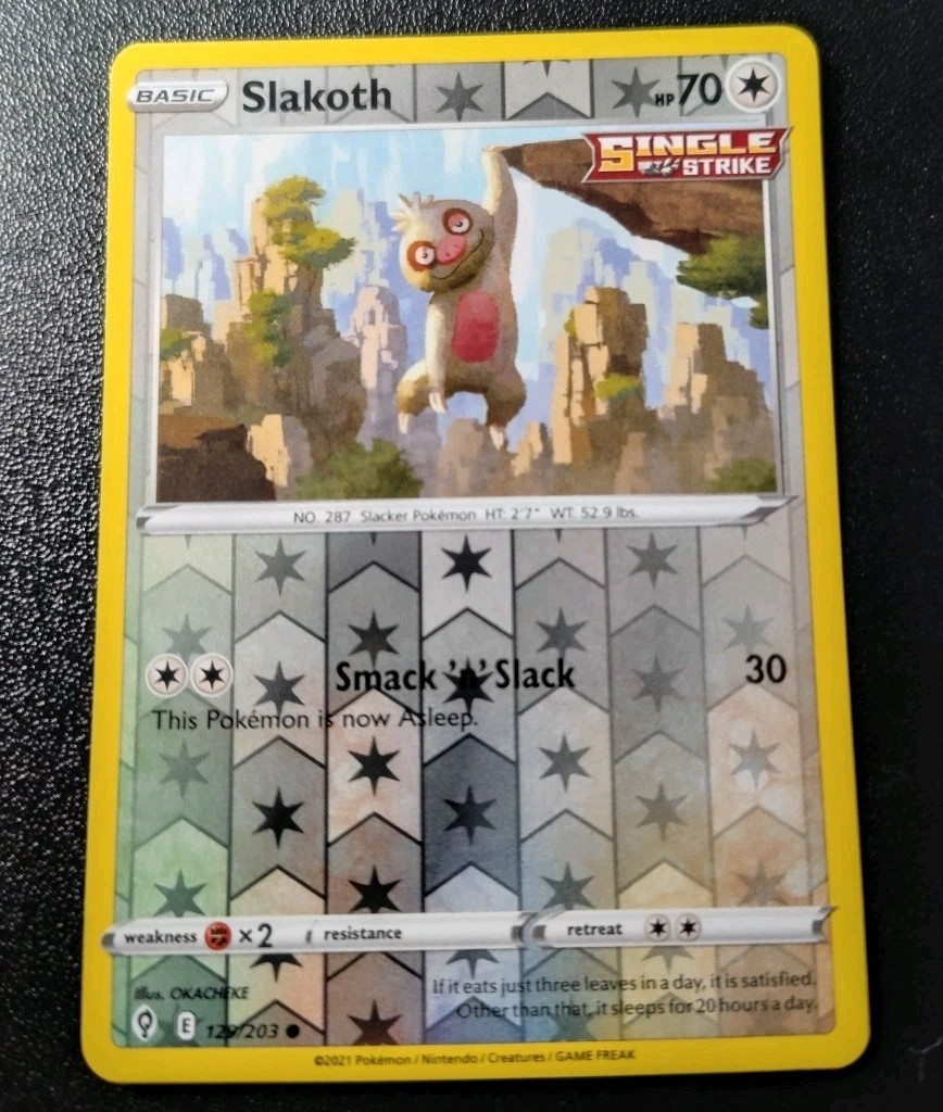 Pokemon Evolving Skies Slakoth Reverse Holo Common Card 129/203 LP