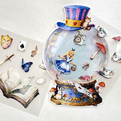 Wonderland Alice Tea Party Stickers Junk Journal Collage Scrapbooking