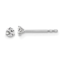 14k White Gold 1/10 Ct Lab Grown Diamond Round 3 Prong Heavy Wt. Stud Earrings