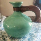 Vintage Bauer Pottery Los Angeles Green Pitcher Jug Wooden Handle