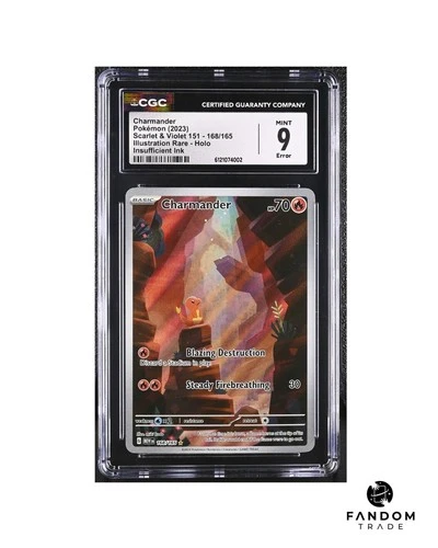 CGC 9 MINT ERROR Charmander Illustration Rare 168/165 Pokemon Misprint