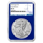 2024 $1 American Silver Eagle NGC MS70 ER Blue Label Blue Core
