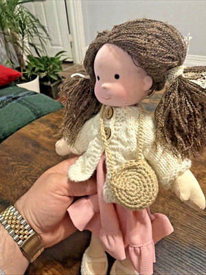 Handmade Waldorf Doll 12  Cotton Body Felt Head Yarn Hair By Evgenia Elizarova