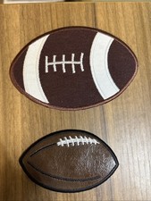 Two New Football Iron-on Patches. Brown With White Stitch Details