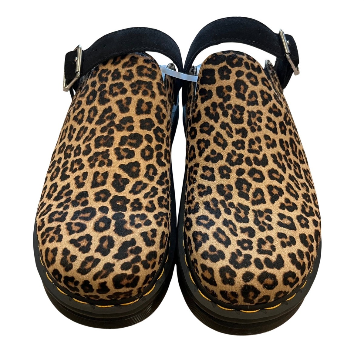 Dr. Martens Zebzag Leopard Print Hair On Leather Mules Clogs Mens