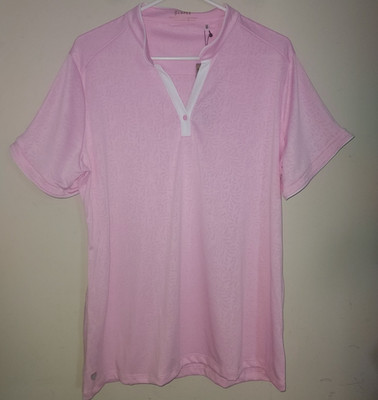 Nancy Lopez Women's Golf Shirt 1X  Mesh Jacquard Polo UPF 50+ Short Sleeve Pink