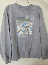 VTG Disney Winnie the Pooh Winter Sweater Womens Small Gray Crewneck Sweatshirt