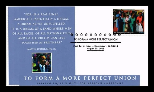 US COVER 1955 MONTGOMERY BUS BOYCOTT TO FORM A MORE PERFECT UNION FDC