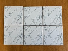 H & R Johnson 1970s Vintage Ceramic Tiles Cristal Fawn Vein Grey & White X6