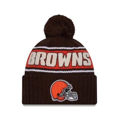 New Era NFL24 Cleveland Browns Bonnet À Pompon Marron 97791 - Photo 1/2