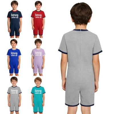 Special Needs Adaptive Clothing Kids Short Sleeve Short Zip One