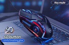 Wireless Gaming Mouse RGB LED Rechargeable Silent Click USB Optical PC Laptop