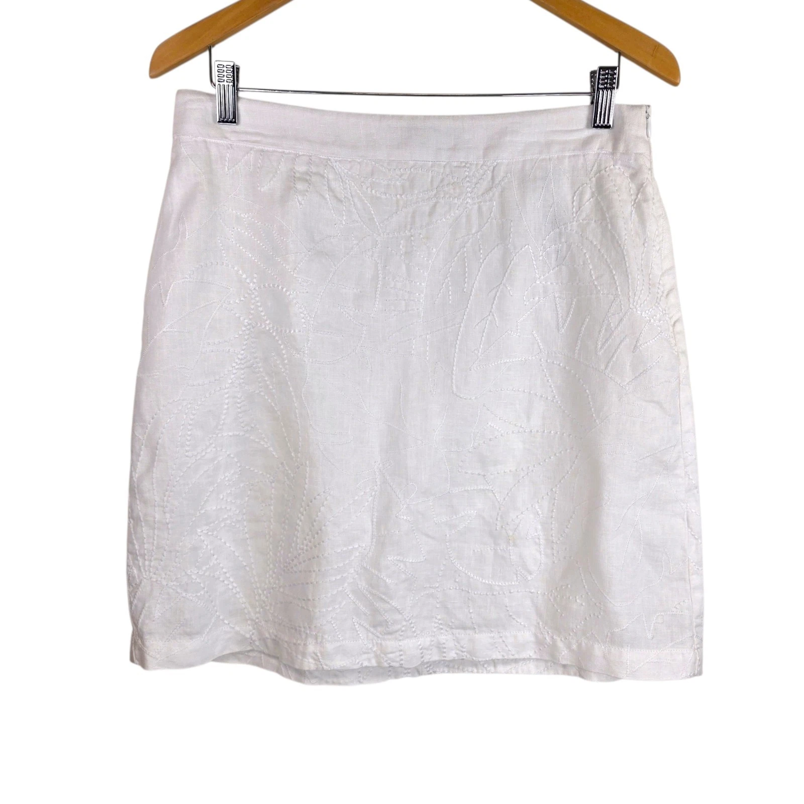 Tommy Bahama Embroidered Linen Mini Skirt Sz 4 Resortwear Tropical Coastal EUC