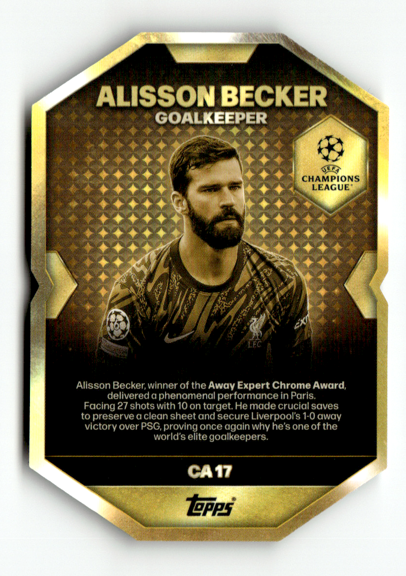 アリソンベッカー まとめ売り Topps Match Attax CL 2025-26 CA 17 Alisson Becker Away Expert