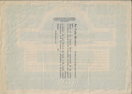 OHIO 1930, The Mototeria Company Stock Certificate, Mobile Meat Wagon - Picture 2 of 7