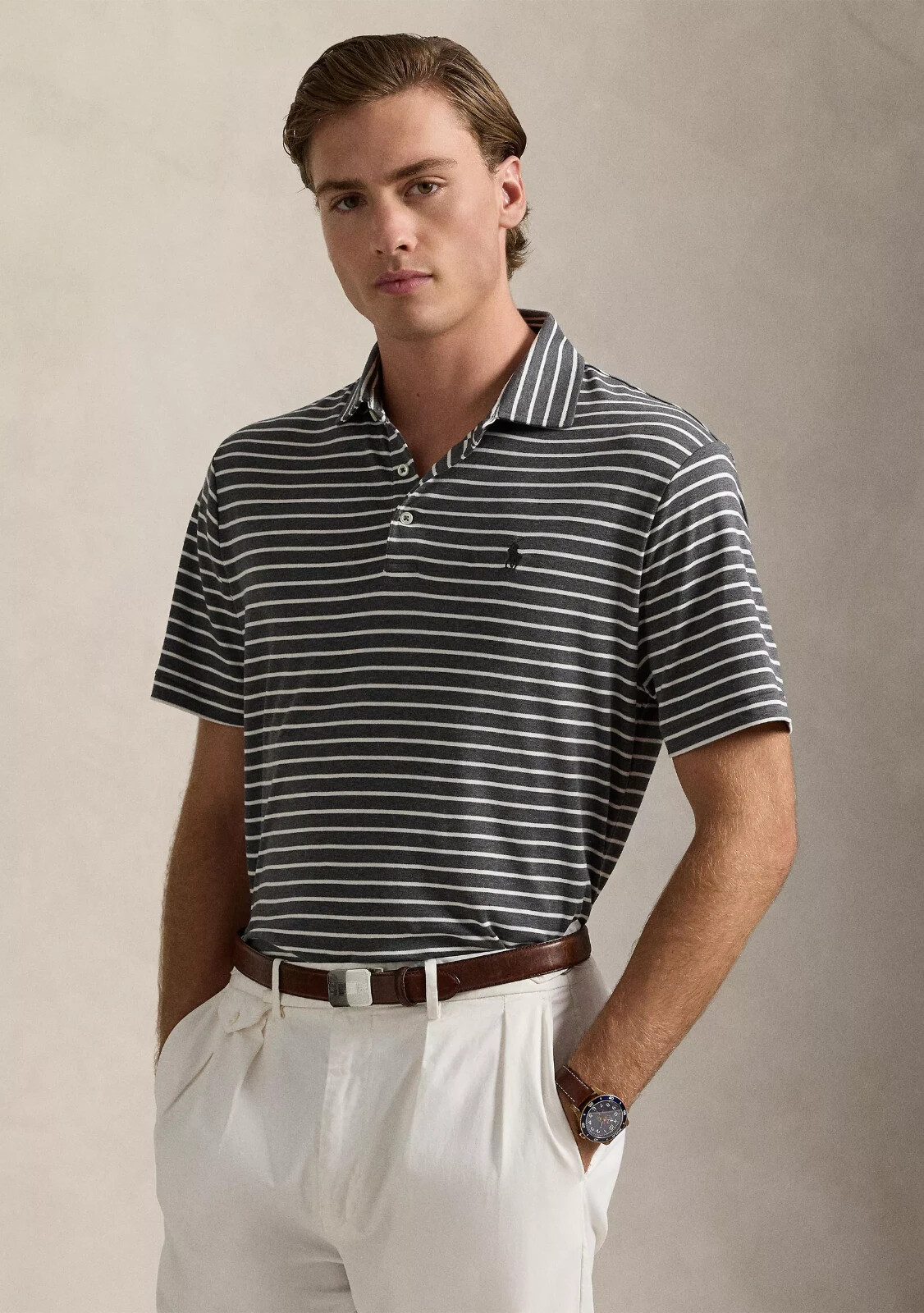 Рубашка поло из мягкого хлопка Polo Ralph Lauren классического кроя серый XXL 125 долларов США 15490₽