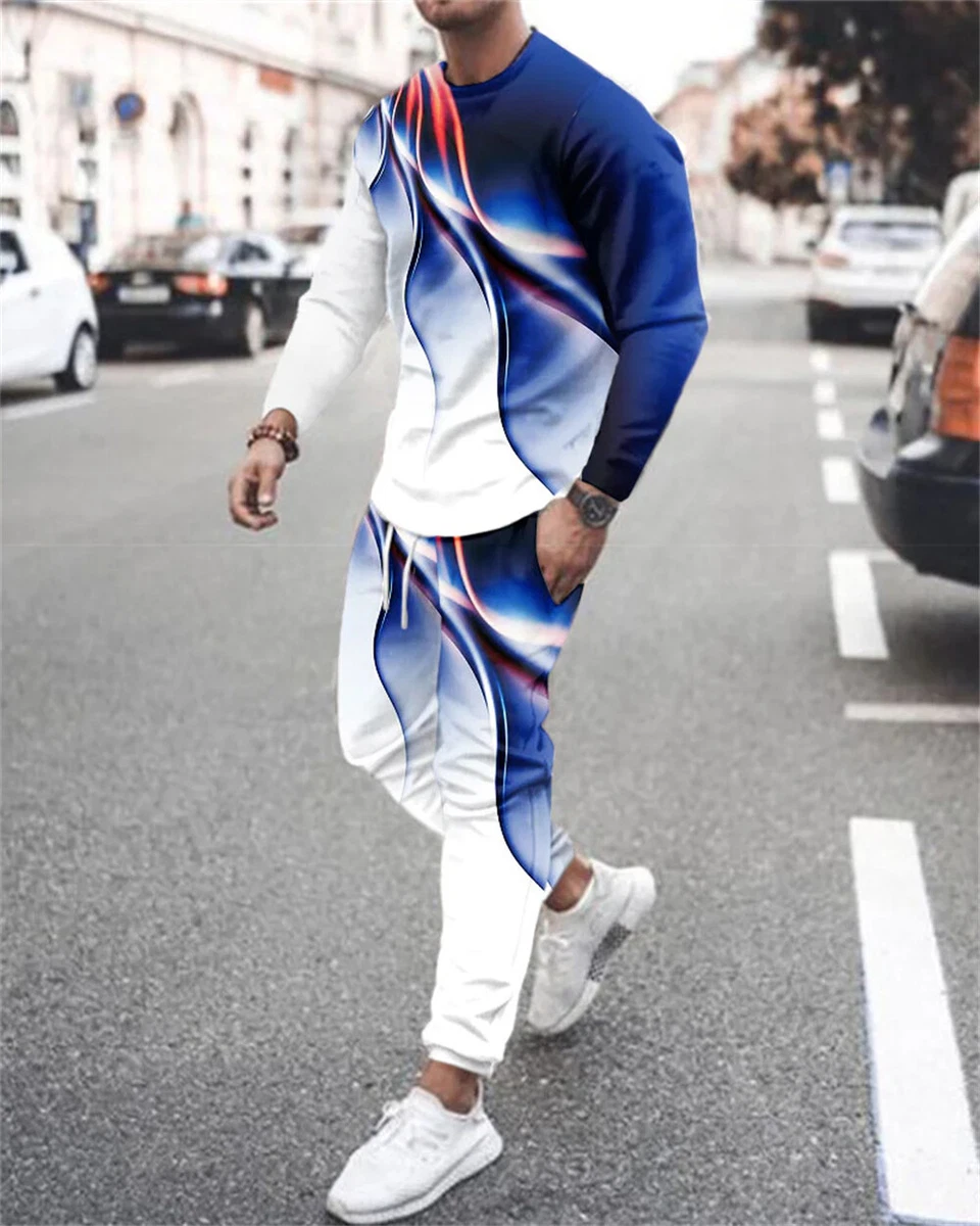 Mens Sweatsuits 2 Piece Sweatshirt Tracksuit Sets Casual Pants