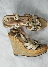 Gastone Lucioli Snakeskin Black Ivory Espadrille wedges - Size 39 Made In Italy