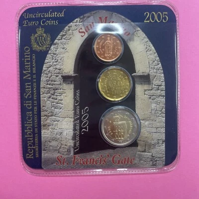 COFFRET BU 3 pieces 2005 St MARIN 2 cts + 20 cts + 2 euro - Photo 1/3