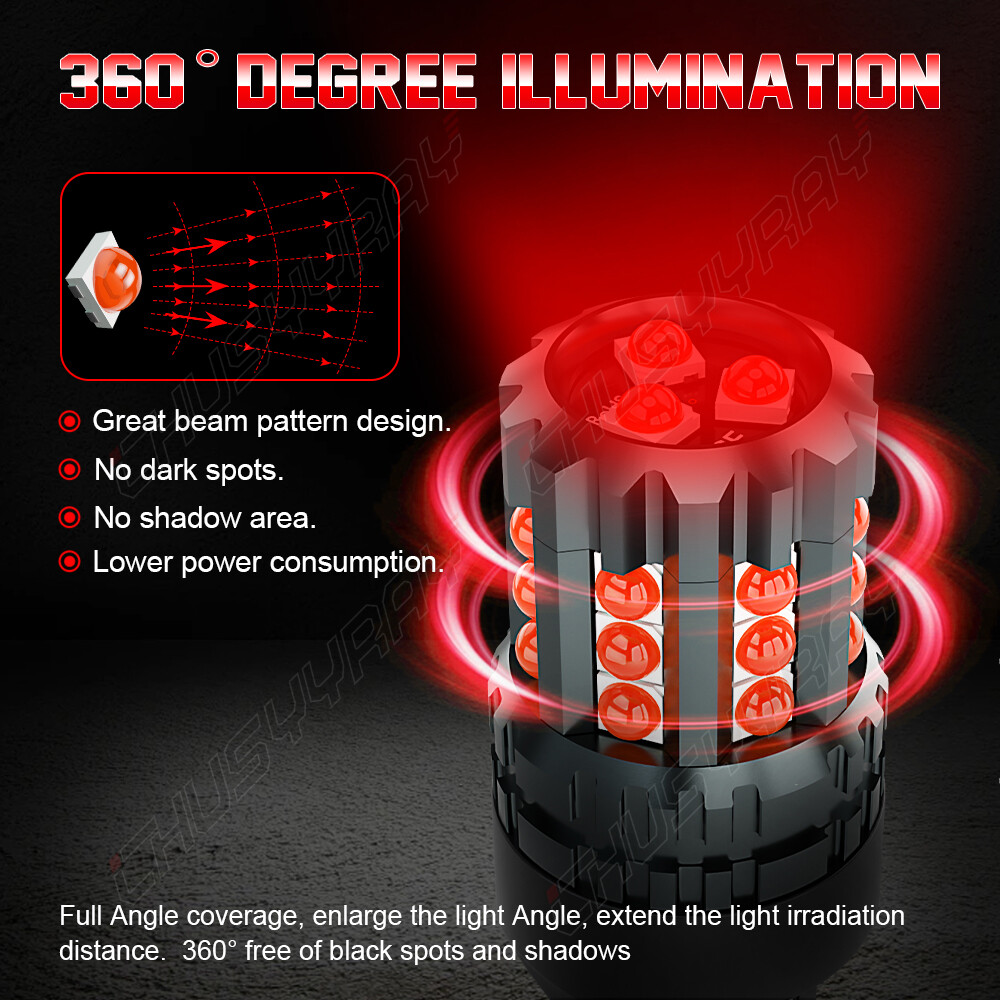 2X 7443 7444 Red Led Brake Tail Parking Light Kit For TOYOTA