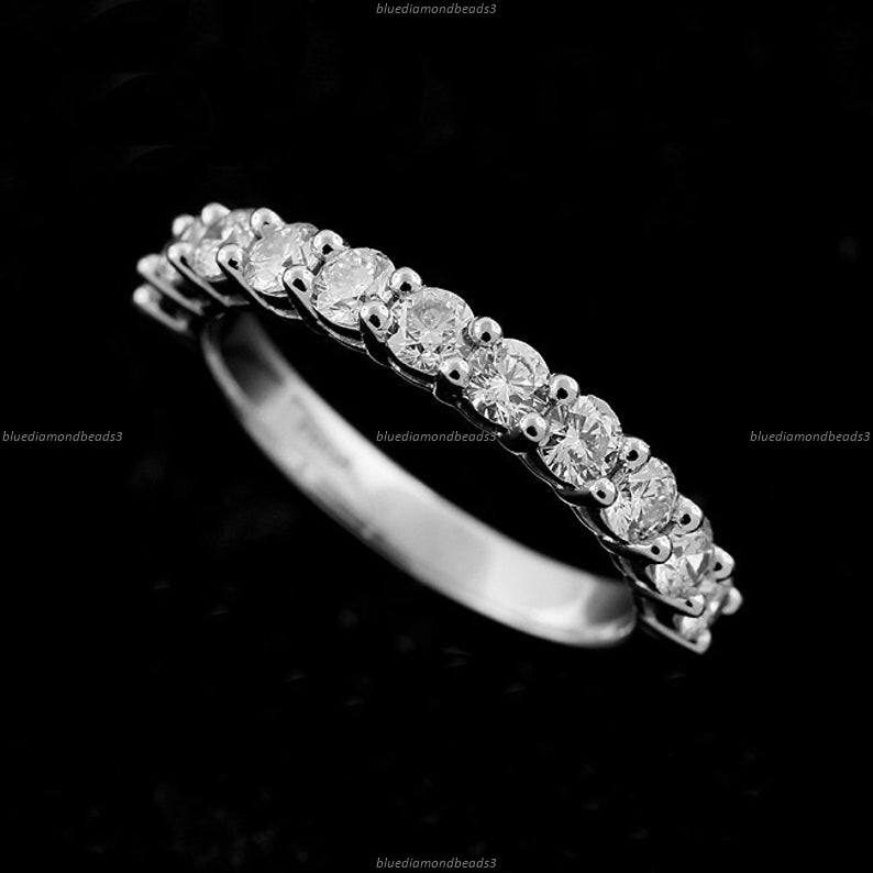 Natural Moissanite Wedding Band in 14k White Gold Fine Jewelry-image
