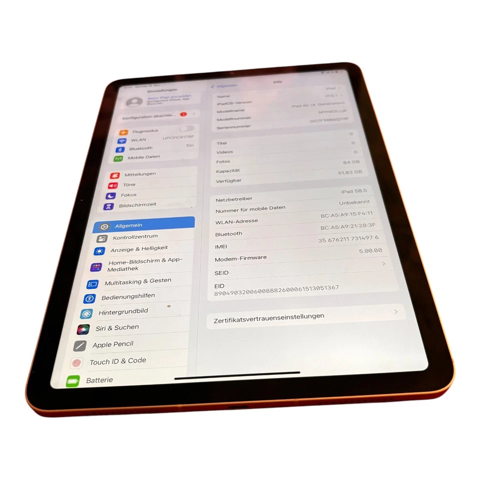 iPad Air 64 GB (4th Gen) Wi-Fi + Cellular Gold/ohne Ovp - Bild 3 von 4