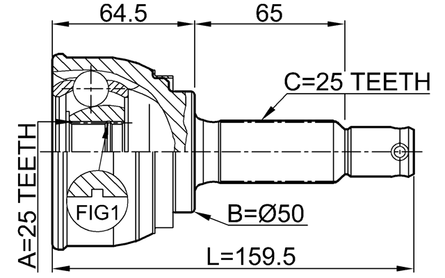 Outer CV Joint 25X50X25 FEBEST 0410-006 OEM MB297678 | eBay