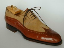 Handmade Men's Leather Formal Casual Dress Two Tone Wingtip Spectator Shoes -106