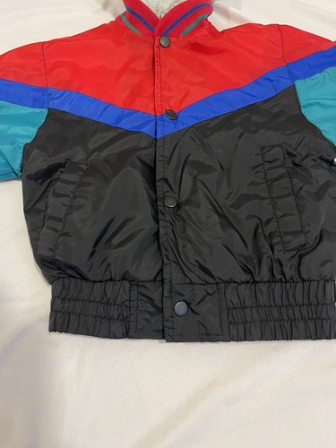 Vintage Windbreaker for Boys Sz 4 Retro 90s Colorblock Zip Up Sweatshirt Jacket - Picture 4 of 19