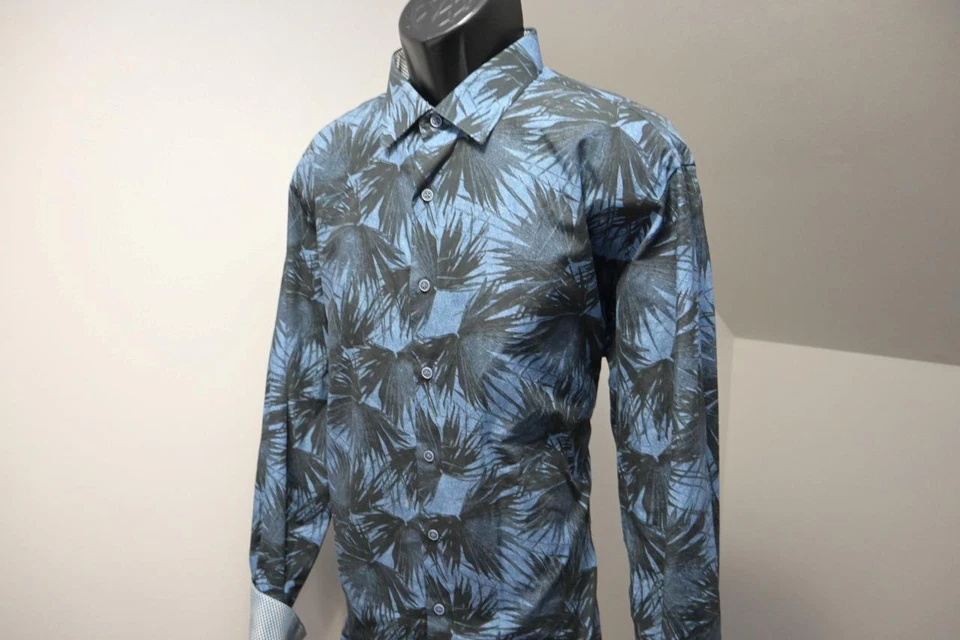 Bugatchi Uomo Dress Shirt Classic Fit Floral Flip Cuff Button Up Mens Size XL - Image 3 of 4